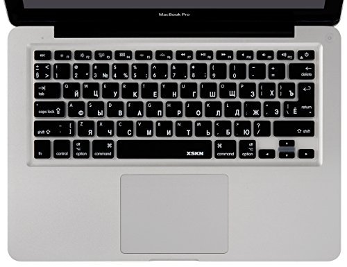 XSKN Silikon-Tastaturabdeckung für MacBook Air 13 & MacBook Pro 13 15 17 (US- und europäische ISO-Tastatur) (schwarz) von XSKN