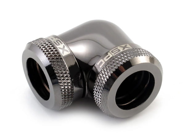 ANS XSPC 14mm HardTube Anschraubtülle 90° L-Verbinder - Schwarz-Chr... von XSPC