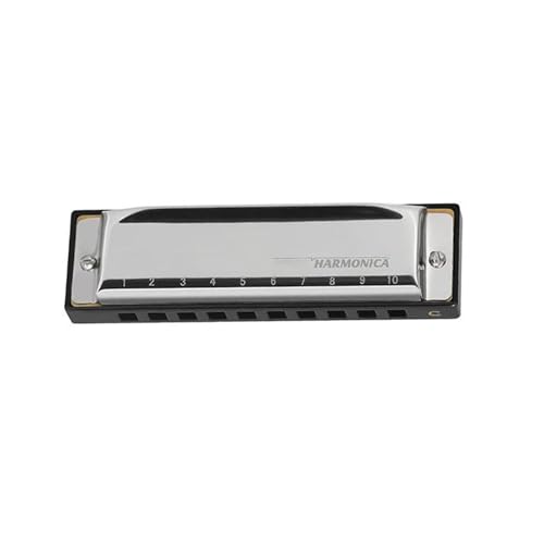 Professionelle Mundharmonika 10 Löcher Blues Mundharmonika C Key Klassisches Musikinstrument(Silver) von XSQKUYN