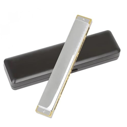 Professionelle Mundharmonika 24 Loch Oktav Mundharmonika Silberfarben C Halbton Holzblasinstrument Mit Etui Professionelle Mundharmonika 24 Loch Oktav Mundharmonika Silberfarben C Halbton Holzblasinstrument Mit Etui von XSQKUYN