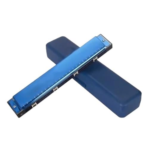 Professionelle Mundharmonika 24 Loch Polyphone C Mundharmonika Blasinstrument Für Erwachsene(Blue) von XSQKUYN