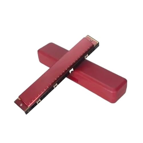 Professionelle Mundharmonika 24 Loch Polyphone C Mundharmonika Blasinstrument Für Erwachsene(Red) von XSQKUYN