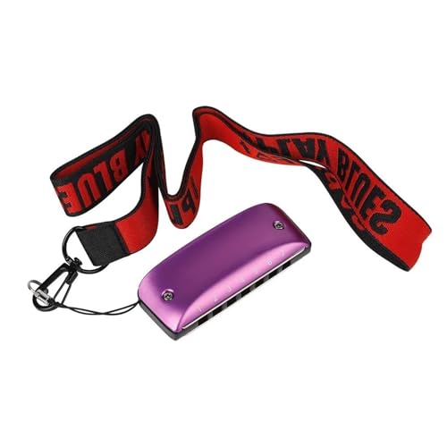 Professionelle Mundharmonika 7 Loch AF Bb CDG Key Blues Mundharmonika Aluminium Magnesium Legierung Mit Umhängeband(Purple Bb Key) von XSQKUYN