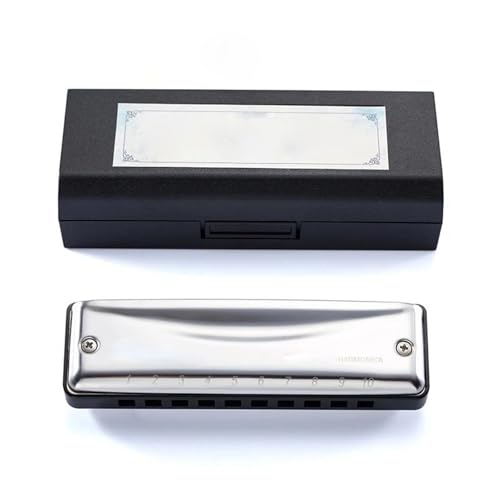 Professionelle Mundharmonika Blues Harmonica CDAFG Bb E Tonart 10 Löcher 20 Töne(Black Eb) von XSQKUYN