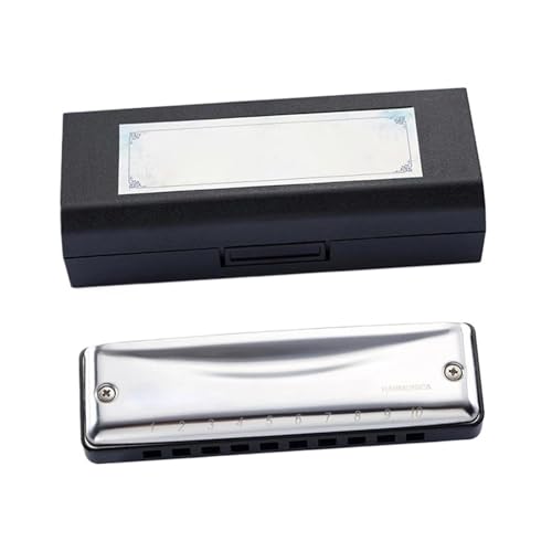 Professionelle Mundharmonika Blues Harmonica CDAFG Bb E Tonart 10 Löcher 20 Töne Geeignet Für Anfänger(Black A) von XSQKUYN