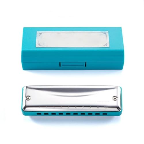 Professionelle Mundharmonika Blues Harmonica CDAFG Bb E Tonart 10 Löcher 20 Töne Geeignet Für Anfänger(Blue C) von XSQKUYN