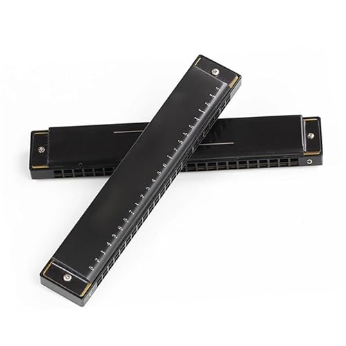 Professionelle Mundharmonika C 24 Loch Polyphone Mundharmonika In C Tonart Für Erwachsene Und Anfänger Tremolo(Black) von XSQKUYN