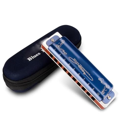Professionelle Mundharmonika C Taste Diatonische Mundharmonika 10 Löcher Blues Professional(Blue) von XSQKUYN