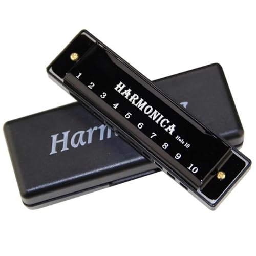 Professionelle Mundharmonika C Tonart Diatonische Mundharmonika Mit Zehn Löchern Und Etui(Black) von XSQKUYN