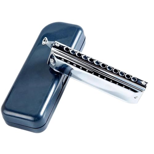 Professionelle Mundharmonika Chromatische Mundharmonika Kupfer 12 Löcher 48 Ton C Instrument Musical Silber Schwarz(Silver) von XSQKUYN