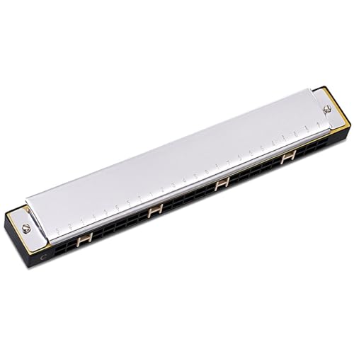 Professionelle Mundharmonika Mundharmonika 24 Löcher Polyphone C Stimmung Anfängerinstrument Für Erwachsene(Silver) von XSQKUYN