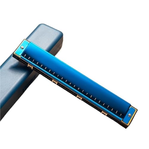 Professionelle Mundharmonika Mundharmonika 24 Löcher Polyphonic C Tune Anfänger Und Erwachsene Autodidakt Musikinstrumente(Blue) von XSQKUYN