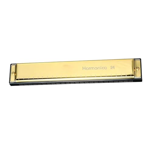 Professionelle Mundharmonika Mundharmonika Für Erwachsene 24 Löcher 48 Töne Silberfarben Halbe Skala(Gold) von XSQKUYN