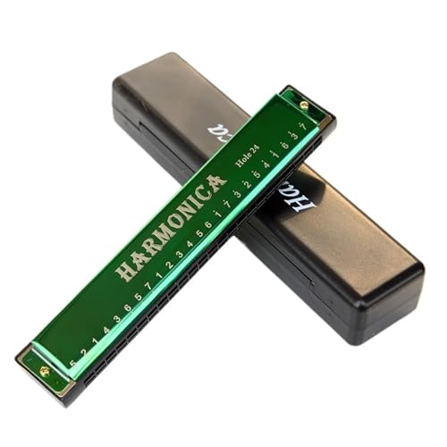 Professionelle Mundharmonika Musikliebhaber Einzelton 24 Loch C Mundharmonika Instrument(Green) von XSQKUYN
