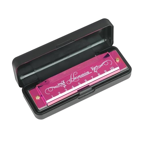 Professionelle Mundharmonika Professionelle 10 Loch 20 C Ton Mundharmonika Farbe Mit Fall Erwachsene(Pink) von XSQKUYN
