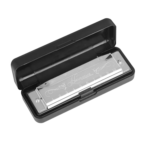 Professionelle Mundharmonika Professionelle 10 Loch 20 C Ton Mundharmonika Farbe Mit Fall Erwachsene(Silver) von XSQKUYN