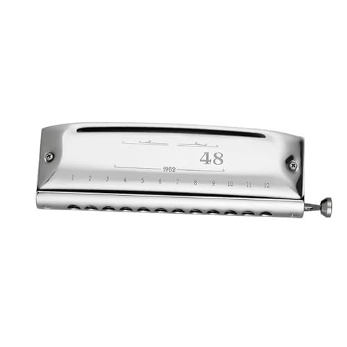 Professionelle Mundharmonika Professionelle Chromatische Mundharmonika Mit 12 Löchern Und 48 Tönen C Tonart Schiebeklappe Und Kolben(12holes sliver) von XSQKUYN