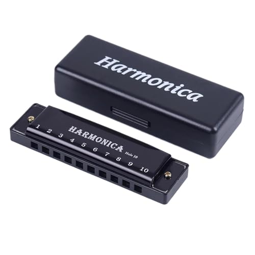 Professionelle Mundharmonika Professionelle Mundharmonika Für Erwachsene Tonart C 10 Löcher Diatonisch(Black) von XSQKUYN