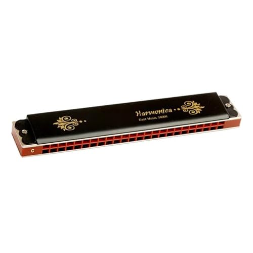 Professionelle Mundharmonika Professionelles 24 Loch C Tune Tremolo Mundharmonika Spielinstrument(D SHAPE) von XSQKUYN