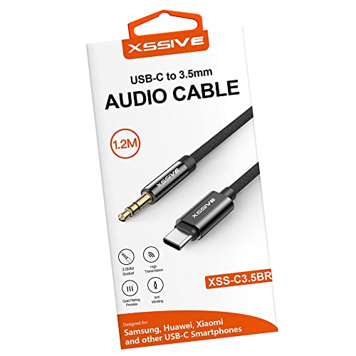 XSSIVE Type-C USB-C auf Aux Klinke Geflochtenes Kabel Musik Handy Braided USB-C to Aux 3.5mm XSS-C3.5BR von XSSIVE