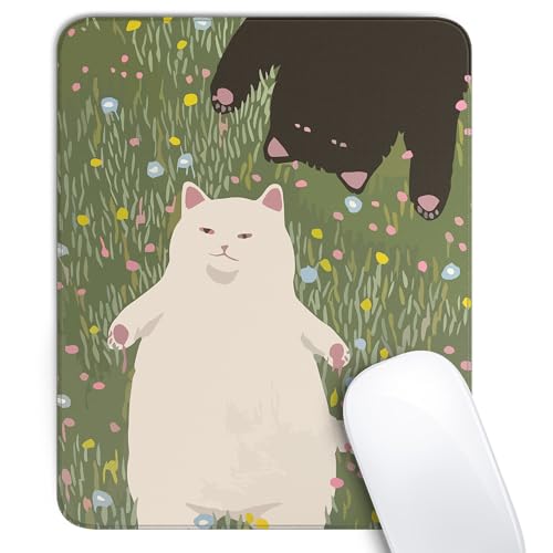 Quadratisches Mauspad mit lustigem Katzen-Motiv, niedliche Anime-Katzen-Mauspads für kabellose Maus, Schreibtischzubehör, 25,4 x 20,3 cm, Reise-Mauspad mit rutschfester Gummiunterseite, genähte Kanten von XSXXSC