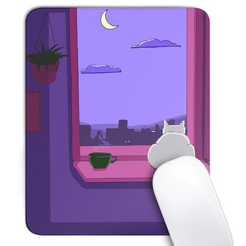 Quadratisches Mauspad mit niedlicher Katze, Anime-Katzen-Mauspads für kabellose Maus, Schreibtischzubehör, 25,4 x 20,3 cm, Reise-Mauspad mit rutschfester Gummiunterseite, genähte Kanten, Mauspads für von XSXXSC