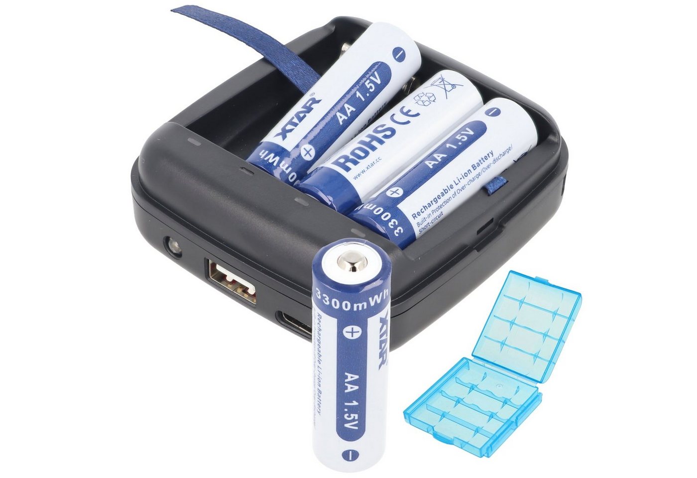 XTAR 4x AA 1,5V 3300mWh typisch 2000mAh Lithium Ionen Akku wiederaufladbar Rundzellen-Lader XTAR 4x AA 1,5V 3300mWh typisch 2000mAh Lithium Ionen Akku wiederaufladbar Rundzellen-Lader von XTAR