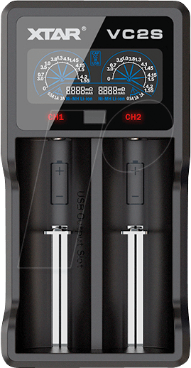 XTAR VC2S - Micro USB Ladegerät, Li-Ion, 2 slot, CLCD Display von XTAR