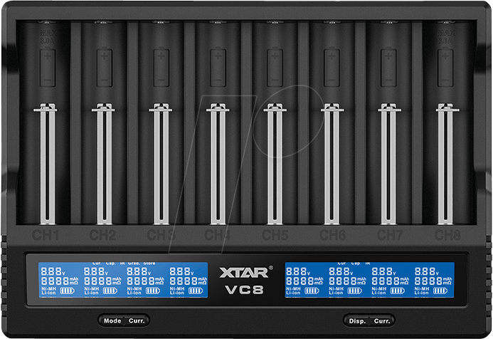 XTAR VC8 - USB Ladegerät, 8 slot, universal, LCD Display von XTAR