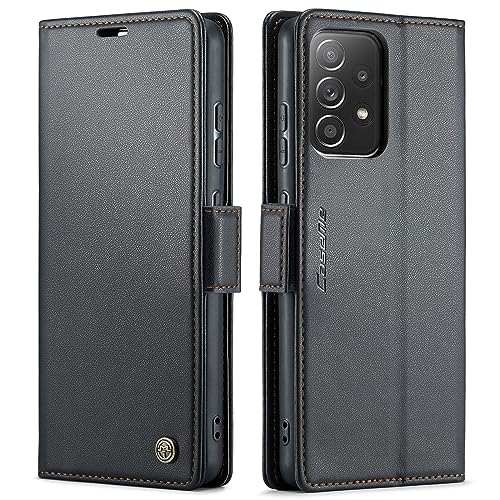 XTCASE Handyhülle für Samsung Galaxy A52 / A52s 5G Hülle Premium Leder Case Klappbar Flip Cover Kartenfach Standfunktion Magnetverschluss Brieftasche Tasche Schutzhülle - Schwarz von XTCASE