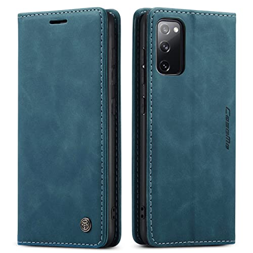 XTCASE Handyhülle für Samsung Galaxy S20 FE 5G/4G Hülle Leder Case Klappbar Flip Cover Kartenfach Standfunktion Magnetverschluss Brieftasche Tasche Schutzhülle - Blau von XTCASE