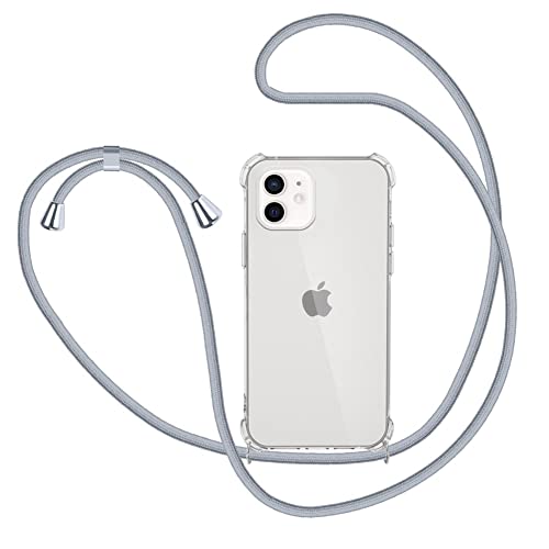 XTCASE Handykette Hülle für iPhone 11 mit Band, Transparent Silikon Handyhülle für iPhone 11 mit Kette Stossfest Schutzhülle - Schnur mit Case zum Umhängen in Grau von XTCASE