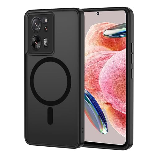 XTCASE Hülle für Xiaomi 13T / 13T Pro 5G Magnetisch kompatibel mit Magsafe, Matt Transluzente Handyhülle für Xiaomi 13T / 13T Pro 5G Kratzfeste PC Rückseite + TPU Bumper - Schwarz von XTCASE