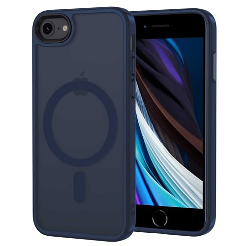 XTCASE Hülle für iPhone 8 / iPhone SE 2020/2022 Magnetisch kompatibel mit Magsafe, Matt Transluzente Handyhülle für iPhone 8 / iPhone SE 2020/2022 Kratzfeste PC + TPU Bumper - Blau von XTCASE