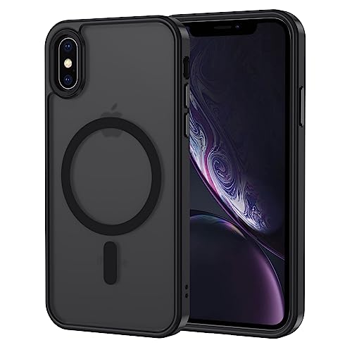 XTCASE Hülle für iPhone X/XS Magnetisch kompatibel mit Magsafe, Matt Transluzente Handyhülle für iPhone X/XS Kratzfeste PC Rückseite + TPU Bumper - Schwarz von XTCASE