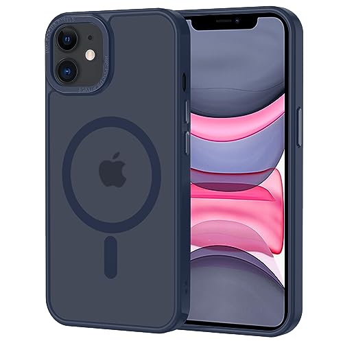 XTCASE Magnetisch Hülle für iPhone 12/12 Pro kompatibel mit Magsafe, Matt Transluzente Handyhülle für iPhone 12/12 Pro Kratzfeste PC Rückseite + TPU Bumper - Blau von XTCASE