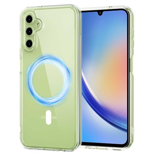 XTCASE für Samsung Galaxy A34 5G Hülle Magnetisch kompatibel mit Magsafe, Transparent Handyhülle für Samsung Galaxy A34 5G Durchsichtige PC Rückseite + TPU Bumper - Schwarz von XTCASE