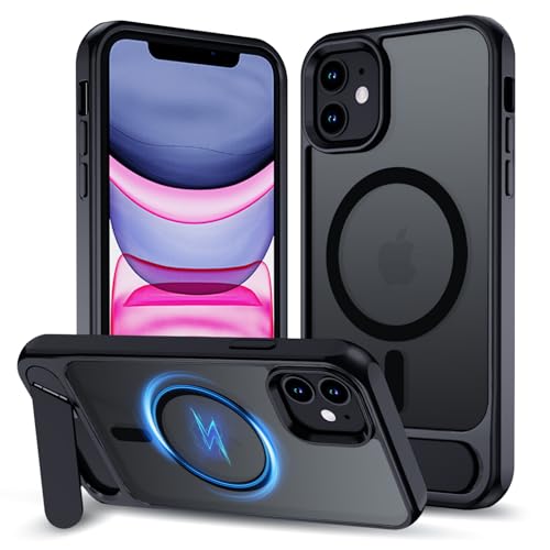 XTCASE für iPhone 11 Hülle Magnetisch kompatibel mit Magsafe, Matt Transluzente Handy Hülle mit Aluminium-Ständer Militärschutz Stoßfest Handyhülle Kratzfest Hardcase, Schwarz XTCASE für iPhone 11 Hülle Magnetisch kompatibel mit Magsafe, Matt Transluzente Handy Hülle mit Aluminium-Ständer Militärschutz Stoßfest Handyhülle Kratzfest Hardcase, Schwarz von XTCASE