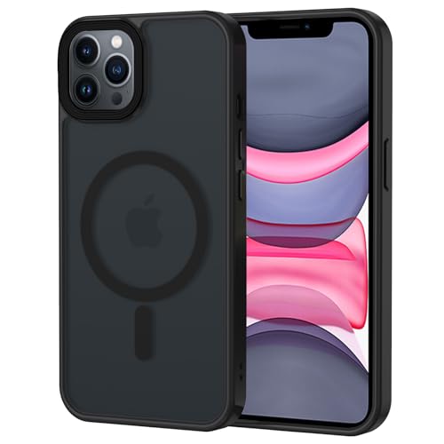 XTCASE für iPhone 11 Pro Hülle Magnetisch kompatibel mit Magsafe, Matt Transluzente Handyhülle für iPhone 11 Pro (5.8") Kratzfeste PC Rückseite + TPU Bumper - Schwarz von XTCASE