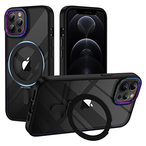 XTCASE für iPhone 11 Pro Max Hülle kompatibel mit Magsafe, Transparent Handyhülle für iPhone 11 Pro Max mit Magnet Ständer Kratzfeste PC Rückseite + TPU Bumper - Schwarz von XTCASE