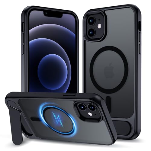 XTCASE für iPhone 12/12 Pro Hülle Magnetisch kompatibel mit Magsafe, Matt Transluzente Handy Hülle mit Aluminium-Ständer Militärschutz Stoßfest Handyhülle Kratzfest Hardcase, Schwarz XTCASE für iPhone 12/12 Pro Hülle Magnetisch kompatibel mit Magsafe, Matt Transluzente Handy Hülle mit Aluminium-Ständer Militärschutz Stoßfest Handyhülle Kratzfest Hardcase, Schwarz von XTCASE
