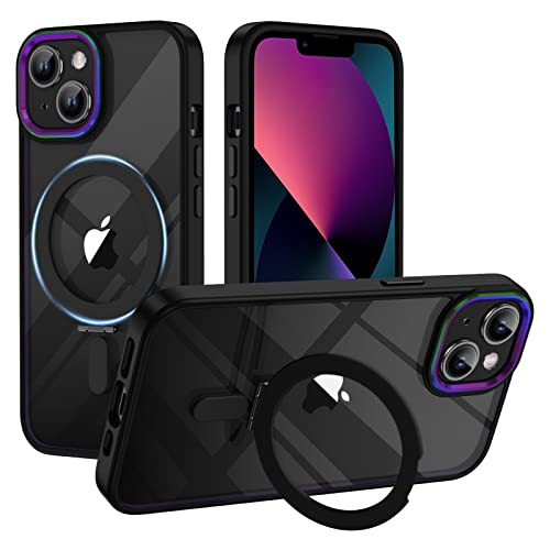 XTCASE für iPhone 14 Plus Hülle kompatibel mit Magsafe, Transparent Handyhülle für iPhone 14 Plus mit Magnet Ständer Kratzfeste PC Rückseite + TPU Bumper - Schwarz von XTCASE