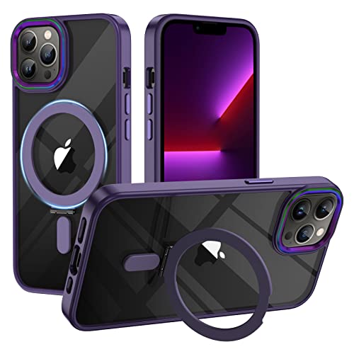 XTCASE für iPhone 15 Pro Max Hülle Magnetisch kompatibel mit Magsafe, Transparent Handyhülle für iPhone 15 Pro Max mit Magnet Ständer Kratzfeste PC Rückseite + TPU Bumper - Lila von XTCASE