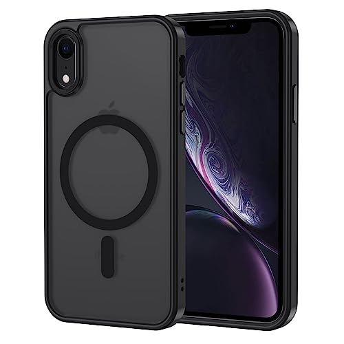 XTCASE für iPhone XR Hülle Magnetisch kompatibel mit Magsafe, Matt Transluzente Handyhülle für iPhone XR Kratzfeste PC Rückseite + TPU Bumper - Schwarz von XTCASE