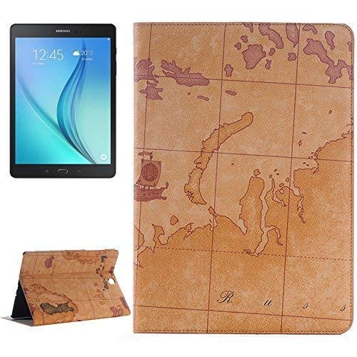 Schutzhülle Kunstleder Hülle für Samsung Galaxy Tab A 9.7 SM-T550 Case Tablet Etui Welt Karte Braun von XTRAFAST