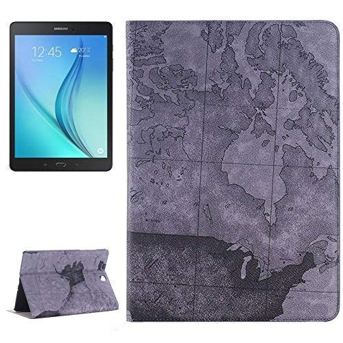 Schutzhülle Kunstleder Hülle für Samsung Galaxy Tab A 9.7 SM-T550 Case Tablet Etui Welt Karte Grau von XTRAFAST