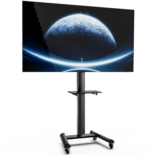 XTRARM Proton 500 mobiler TV Ständer mit Ablage, TV ca. 37-70 Zoll / 40 kg, viele VESA-Größen, Variable Höhe bis ca. 211 cm, Schwarz, TV-Standfuss von XTRARM