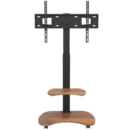 XTRARM Stellar TV Ständer Rollbar mit Holzregal - Höhenverstellbar Schwenkbar TV Rollwagen mit Rollen für 32-70 Zoll Fernseher bis zu 45 kg - Universal TV Standfuss Max VESA 600x400 von XTRARM