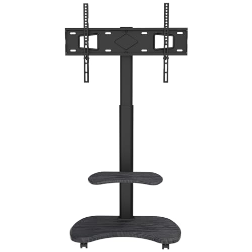 XTRARM Stellar TV Ständer Rollbar mit Holzregal - Höhenverstellbar Schwenkbar TV Rollwagen mit Rollen für 32-70 Zoll Fernseher bis zu 45 kg - Universal TV Standfuss Max VESA 600x400 von XTRARM