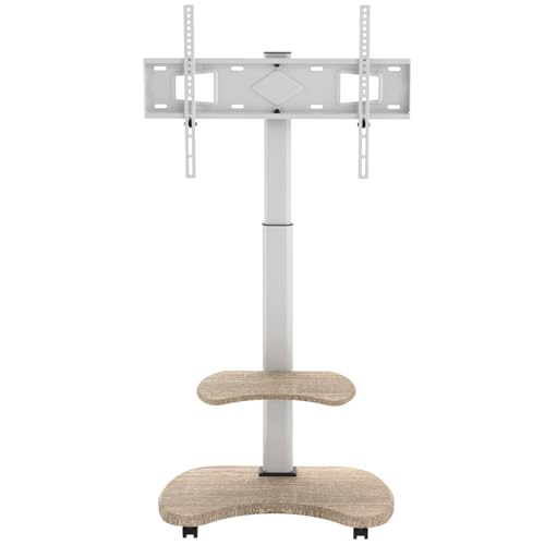 XTRARM Stellar TV Ständer Rollbar mit Holzregal - Höhenverstellbar Schwenkbar TV Rollwagen mit Rollen für 32-70 Zoll Fernseher bis zu 45 kg - Universal TV Standfuss Max VESA 600x400 von XTRARM